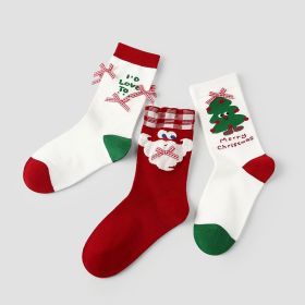 Christmas Stocking For Women Autumn And Winter Mid-Calf Socks Home Wear Warm Long Socks Holiday Gift With Festive Designs (Option: Green Red White)