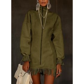 Women's Casual Tassel Zipper Sweatshirt Dress (Option: 4style-S)