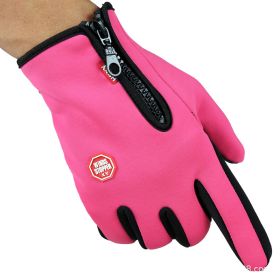 Full Finger Touch Screen Zipper Ski Gloves (Option: Pink-M)