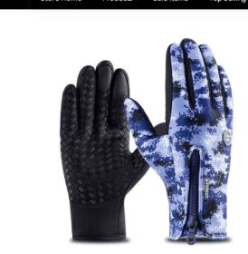 Outdoor Waterproof Gloves Touch Screen Windproof Riding Zipper Sports Winter Warm Fleece Mountaineering Gloves (Option: Camouflage 2pcs-XL-Zipper)