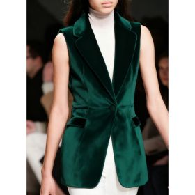 Casual Collared Single-button Slim-fit Velvet Sleeveless Vest (Option: 1style-2XL)