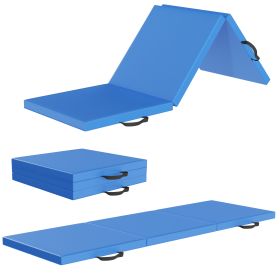 Only Supports Self Pickup  Tri-Fold Folding Exercise Mat With Carrying Handle For Mixed Martial Arts, Gymnastics And Home Gym Protecting Floor, 2 (Color: Blue)