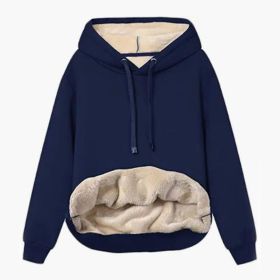 Autumn And Winter Warm Lamb Fleece Pocket Hooded Sports Sweatshirt Jacket For Women (Option: Cobalt blue-XXL)