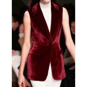 Casual Collared Single-button Slim-fit Velvet Sleeveless Vest (Option: 3style-S)