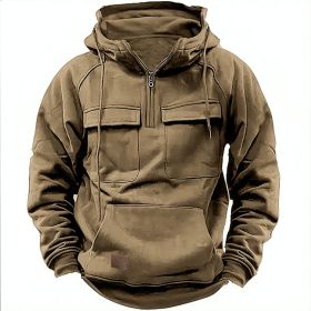 Men's Solid Color Casual Sweatshirt (Option: Khaki-S)