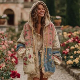 Ladies' Printed Hooded Zip-Up Jacket (Option: Style7-XL)