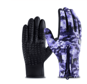 Outdoor Waterproof Gloves Touch Screen Windproof Riding Zipper Sports Winter Warm Fleece Mountaineering Gloves (Option: Purple1-M-Zipper)