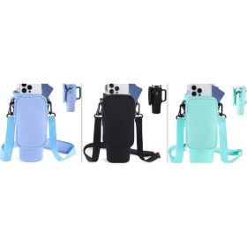 Slok Water Bottle Carrier Bag, Compatible With 40oz Tumbler With Handle, Modern Water Bottle Holder With Simple Adjustable Strap For Outdoor Walk (Option: Light BlueLight GreenBlack)