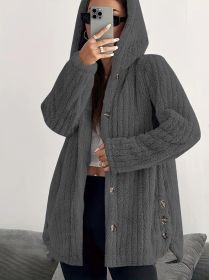 Hooded Loose Plush Coat Women's Regular Sleeve (Option: Dark Gray-S)