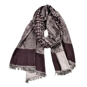Cotton And Linen Yarn-dyed Scarf Short Beard Ethnic Style (Option: Dark Red-Above 175cm)