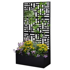 [Same Code: 96402386, 14765806]Metal Garden Bed With Trellis, 70 Inch Height Metal Planter Box With Trellis, Garden Box For Climbing Plants Veget (Option: defaulttitle)