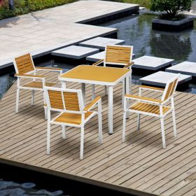 5 Pieces Outdoor Dining Set for 4 (Option: Yellow-910x900x150 mm)