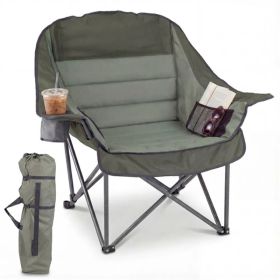 Green Heavy-Duty Folding Camping Chair, PVC Coated 600D Oxford Fabric, X-Shaped Metal Frame & Non-Slip Foot Pads (Option: defaulttitle)