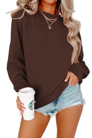 Solid Color Crew Neck Coat Long Sleeve Hoodie (Option: Coffee-M)