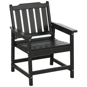 All-Weather Patio Chair, HDPE Patio Dining Chair, Heavy Duty Wood-Like Outdoor Furniture for Garden, Backyard, Deck, Porch, Lawn, Black (Option: Black-650x570x190 mm)
