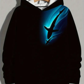 Printed Hooded Sweatshirt (Option: Black-S)