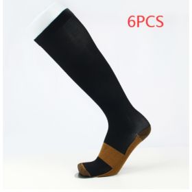 Copper Fiber Long Tube Compression Socks (Option: 6pcs Black-XXL)