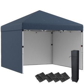 10' x 10' Pop Up Canopy with Sidewalls, Weight Bags and Carry Bag, Height Adjustable Tent for Parties, Navy (Option: Navy Blue-1180x215x260 mm)