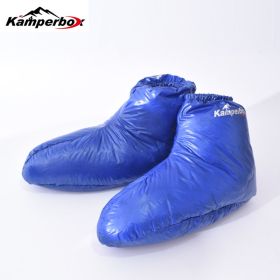 Kamperbox Down Slippers Down Socks Camping Down Booties for Sleeping Bag Camping AQ3 (Color: LOWSOCKS BLUE)