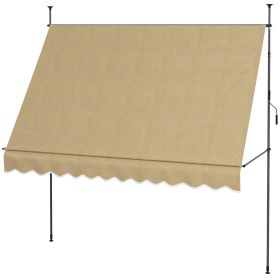10' x 4' Manual Retractable Awning, Non-Screw Patio Awning, UV Resistant, for Window or Door, Beige (Option: Beige-1190x165x150 mm)