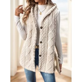 Women's Red Hooded Fleece Vest (Option: White-S)