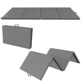 Only Supports Self Pickup  Folding Gym Mat With Carrying Handle For Protective Flooring In Mixed Martial Arts, Gymnastics, And Home Gyms, 2 Inch (Color: Gray)