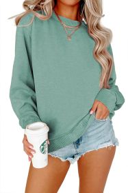 Solid Color Crew Neck Coat Long Sleeve Hoodie (Option: Light green-L)