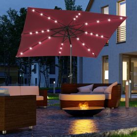 9' x 7' Solar Umbrella (Option: Wine Red-1840x155x160 mm)