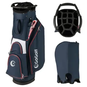 14-Way Golf Cart Bag - 6 Zippered Pockets+Cooler Pocket, Waterproof Zippers, Navy + Red (Option: defaulttitle)
