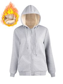 Warm Berber Fleece Pocket Hooded Sweatshirt Coat (Option: Light Gray Thread Zipper-S)