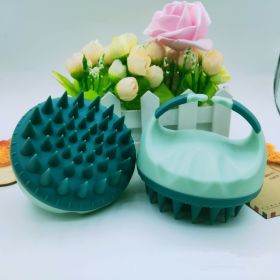 Factory Direct Sales Amazon Hot Sale Hand-held Silicone Shampoo Brush Massage Brush Shampoo Comb Bath Massage Tool (Color: Emerald)