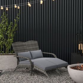 Adirondack Chair for 2 with Cushions & Footrests (Option: Gray-860x260x570 mm)