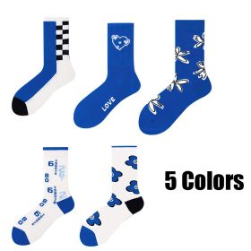 5 Pairs Women's Colorful Novelty Funny Pattern Combed Crew Compression Running Socks  Crew Athletic Hiking Wicking Anti Blister Cushioned Anti-od (Option: Women)