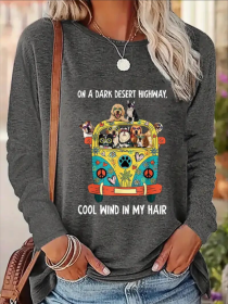 Women's Printed Long Sleeve Hoodless Sweatshirt (Option: Grey-S)