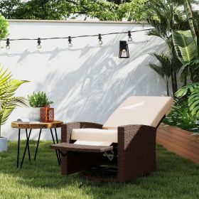 Outdoor Swivel Recliner Chair (Option: Cream White-760x680x565 mm)