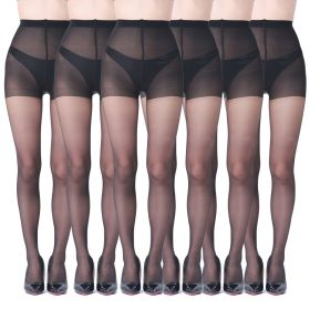 6Pairs Womens 20D Ultra Sheer Tights With Control Top Run Resistant Pantyhose (Option: Black-XL)