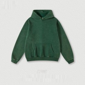 Men's Fashion Retro Velvet Padded Hooded Sweatshirt (Option: Dark Green-S-Tops)