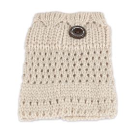 1Pair Women Winter Crochet Knit Leg Warmers (Color: beige)