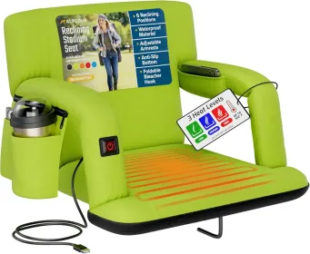 Alpcour Heated Reclining Stadium Seat For Bleachers With Back Support (Option: Lime-21Wide)
