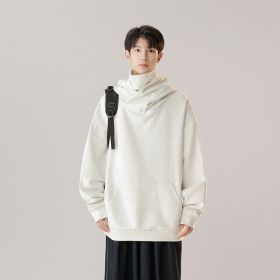 Hooded Turtleneck Sweater Men's Autumn Winter Couple Workwear Mechanical Style (Option: Snow Gray-M)