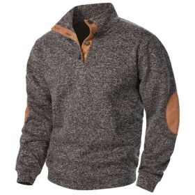 Men's Stand Collar Knitted Joint Stitching Casual Jacquard Cardigan Sweater (Option: Coffee-S)