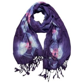 2pcs Lilac Purple Floral Tassel Trim Scarf,offers Graceful Movement Flowy Boho Scarf,vacation,daily Life,evening Party,Office Appropriate Subtlet (Option: 1pcs)