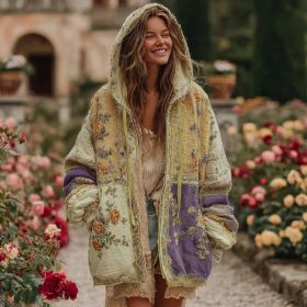 Ladies' Printed Hooded Zip-Up Jacket (Option: Style11-XL)