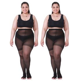2 Pairs Womens 20D Ultra Toeless Sheer Tights Open Toe Control Top Plus Size  Pantyhose (Option: Black-3XL)