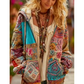 Ladies' Printed Hooded Zip-Up Jacket (Option: Style3-2XL)