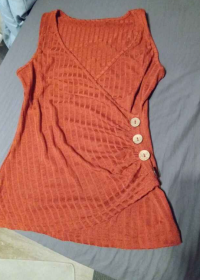 Button Detail Ruched Tank Top (Option: Orange-S)