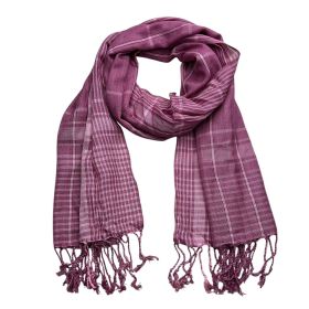 2pcs Bright Color Block Fuchsia Yarn-Dyed Scarf,Luxe Look For Evening Wear,Scarf,vacation,daily Life,evening Party,Office Appropriate Subtlety Fo (Option: 1pcs)