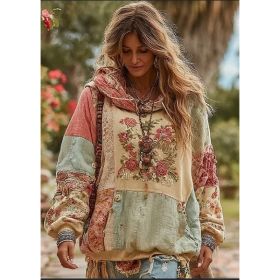 Vintage Hooded Jacket Versatile Lace-up Printed Sweatshirt (Option: Style5-S)