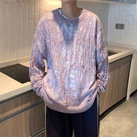 Early Spring Design Hollow Loose Thin Sweater (Option: Purple-M)