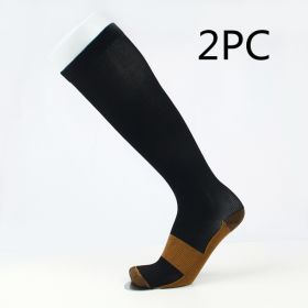 Copper Fiber Long Tube Compression Socks (Option: Black 2PC-L XL)